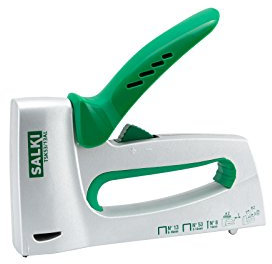 SALKI 86700917 Grapadora Manual de Aluminio – Compatible con Grapas Tipo 53 y 13, Brad 8 – Herramienta Ligera y Resistente para Carpintería, Tapicería y Proyectos DIY