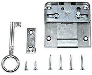 SN-TEC Aufschraubschloss/Möbelschloss/Schrankschloss, Dornmaß: 50mm, (Gesamttiefe 69mm), rechts/links/LAD verwendbar incl. Schließblech incl. Montagematerial