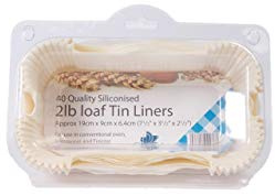 Essential Housewares FP2LOAF Pack of 40 Greasproof 2lb Loaf Tin Liners, Silicon, White