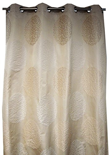Sans CA00105-152 Rideau Prêt à Poser Arbre de Vie Jacquard Polyester Naturel 140 x 270 cm