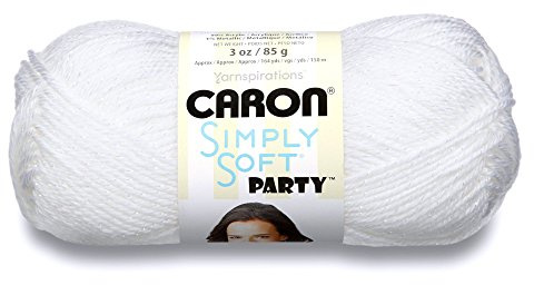 Caron Simply Soft Party Yarn, 3 oz, Medium Worsted 4 Gauge, - Snow - For Crochet, Knitting & Crafting