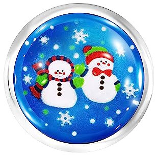 ANDANTE Chunk Click-Button Druckknopf (Fröhliche Schneemänner) für Chunk-Armbänder, Chunk-Ringe, Chunk-Schlüsselanhänger und andere Chunk-Accessoires + Organzasäckchen