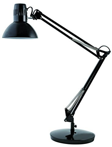 Alba - ARCHI N - Lampe de Bureau - Métal - Coloris Noir - Lampe Architecte - Base Lestée - Livrée avec Pince - Lampe design - Bras Articulés et Tête Orientable