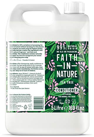 Faith In Nature Natural Tea Tree Conditioner, Cleansing, Vegan & Cruelty Free, No SLS or Parabens, For Normal to Oily Hair, 5L Refill Pack