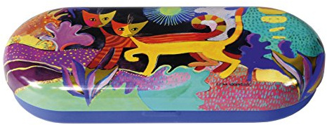 Fridolin 18711 - Brillenetui aus Metall, Wachtmeister, Wonderland | Stabiles Metall-Brillenetui mit Schutzvlies, fantasievolles Katzenmotiv „Wonderland“ von Rosina Wachtmeister