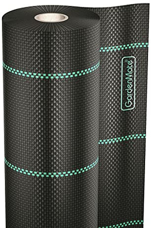 GardenMate 1mx50m Rolle Unkrautgewebe wasserdurchlässig gegen Unkraut, Unkrautvlies mit UV-Schutz, Bändchengewebe reißfest, Unterbodengewebe, Unkrautfolie, Mulchfolie, 100g/m²
