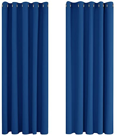 Deconovo Super Soft Bedroom Blackout Curtains Thermal Insulated Eyelet Curtains for Kids 66 x 72 Inch Blue 2 Panels | Eyelet Curtains for Bedroom,Heat Blocking Living Room Curtains,Energy Efficient,OEKO,Decor-Versatile,Noise Reduction
