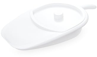 VITILITY Bettpfanne - mit Deckel, Bettpfanne aus Kunststoff, Nachttopfbett, Urinflaschen für Männer, Bettpfanne Damen, Bettpfannen & Urinale, Bettpfanne Erwachsene Weiß
