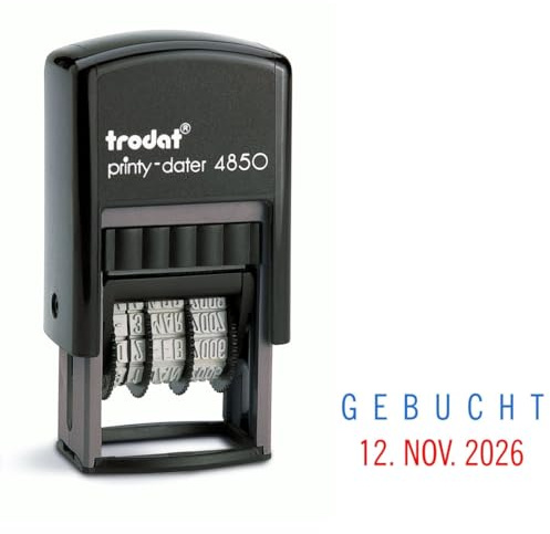 Trodat Printy Dater 4850 Tampon dateur avec 2 couleurs bleu/rouge + texte au choix (français non garanti) G E B U C H T