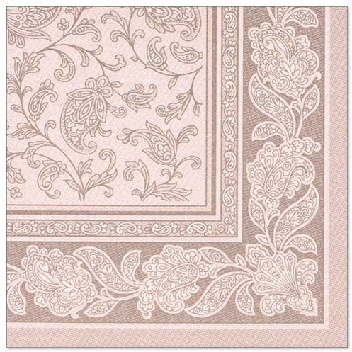Papstar, 50 Servietten ROYAL Collection 1/4-Falz 40 cm x 40 cm mocca Ornaments, #19894