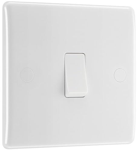 BG Electrical Single Intermediate Wall Light Switch, Round Edge, Nexus 800 Series, White Moulded, 20A, 16AX, 813