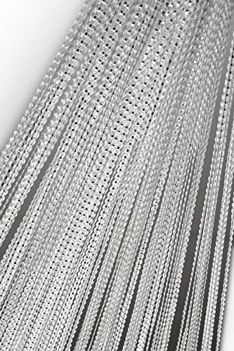Haus und Deko Fadenvorhang Fadengardine mit Lurex veredelt Metallic Effekt Gardine Vorhang weiß 140x250 cm