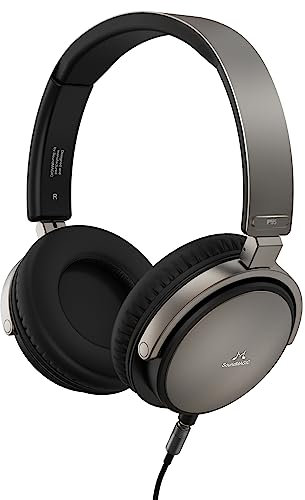 Soundmagic Metal Headphones Wired On Ear Sound, Noise Cancelling, In-Line Controls, Perfect for PC/Laptop, Chromebook - Black