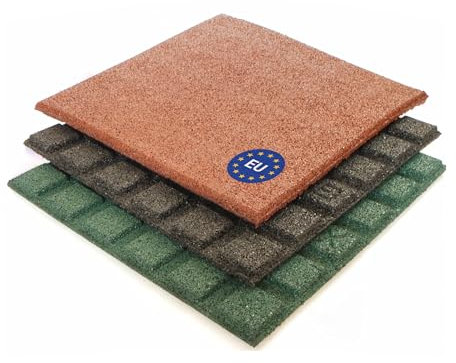 Gartenpirat Fallschutzmatte 50x50 cm Stärke 25 mm rot Gummimatte für Spielplätze Spieltürme Rutsche Bodenschutzmatte rutschfest wetterfest innen außen