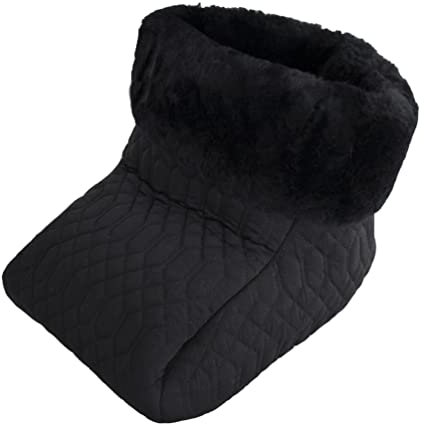 Fußsack Fußwärmer FUSA-NW-SCH-SCH Steppstoff mit echtem Merino Lammfell gefüttert 25mm schwarz-schwarz