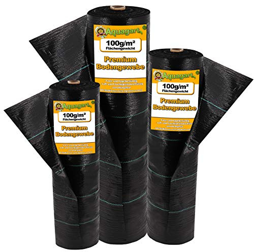 Aquagart® 10 m² gräsfolie 2 m bred fiberfleece golvväv I trädgård ogräsfleece 100 g + 10 jordankare gratis