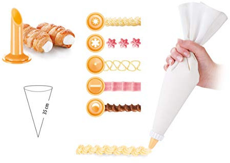 BOLSA PASTELERA LINO CON 6 BOQUILLAS 35CM DELICIA