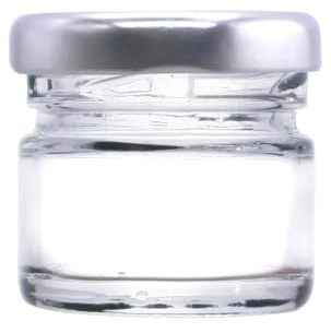 30ml Mini Glass Jam Jars with Lids – Small Preserving, Honey, Samples, Wedding Favours & Gifts. (Pack of 12, Silver Lid)