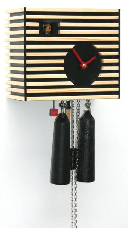 Rombach & Haas Moderne Kuckucksuhr Bauhaus-Stil, schwarz, 8 Tage Werk
