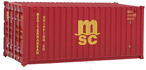 Walthers SceneMaster HO Scale Model of Mediterranean Shipping Co. (Röd) 20' korrugerad behållare, 949-8059