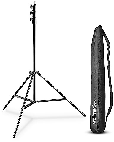 Walimex pro AIR 355 pied de lampe - avec suspension pneumatique, hauteur maximale 355 cm, capacité de charge de 8 kg, très haut et stable, aluminium, pour studio de photographie extérieur, noir