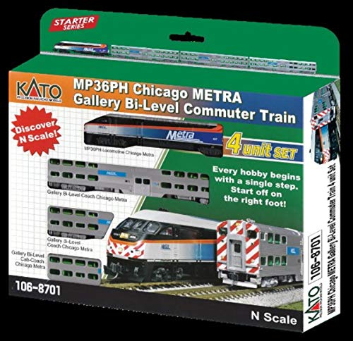 Kato USA Model Train Products MPI MP36PH Chicago Metra Gallery Bi-Level 4-Unit Set
