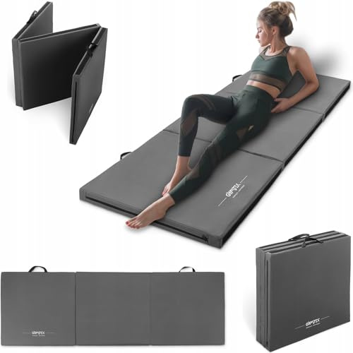 Klappbare Turnmatte 180x60x5cm – Weichbodenmatte - Matratze Trainieren – Trainingsmatte – Gymnastikmatte - Dreifach Faltbare - 3 Teile - Gymnastikmatte für Zuhause (Grau)