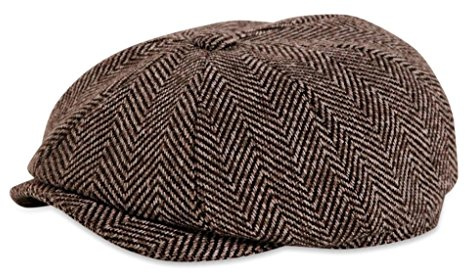 Gamble & Gunn Shelby Schirmmütze mit Knopf oben, Tweed, inspiriert von der TV-Serie Peaky Blinders, Braun