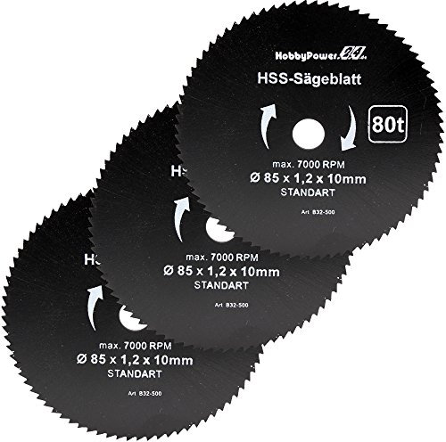 Mini Handkreissäge 3er-Set Sägeblatt Holz Fein Ø85x10x1,2mm für Einhell TC-CS 860 / BT-CS 860