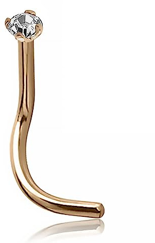 Inoki - Stud de nez Or 14k et Zirconium 1.5 mm - Jonc/Tige 0.8 mm, Longueur 6 mm, Élément 1.8 mm