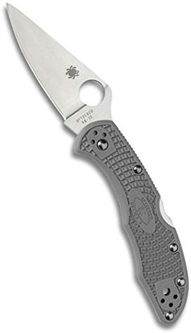 Spyderco Delica Klappmesser, Grau | Grau, Gesamtlänge 18,06 cm, 7,37 cm VG-10 Stahlklinge, FRN-Griff, Heckverriegelung, komplett flach