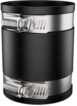Fernco 1056-22 Flexible PVC Pipe Coupling 2 Cast Iron, Plastic or Steel Plumbing Connections, Black, 2 inch