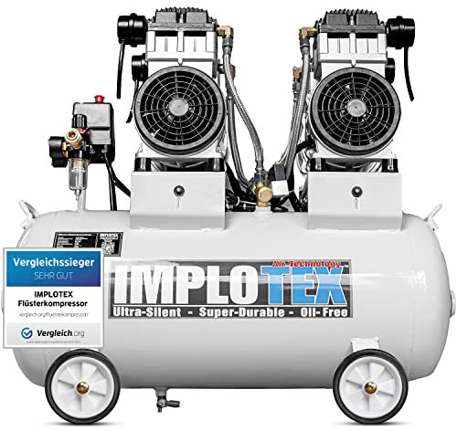 IMPLOTEX 3000W 4PS Silent Flüsterkompressor Druckluftkompressor 65dB leise ölfrei flüster Kompressor Compressor (3000W 65 Liter ohne Zubehör)