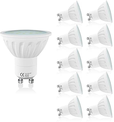 LAMPAOUS GU10 LED Bulbs Warm White 5W, 50W Halogen Light Bulbs Replacement,450lm Super Bright GU10 Spotlight Bulbs, Soft Lighting with Frosted Diffuser, Protect Eyes Especially for Children, 10 Pack