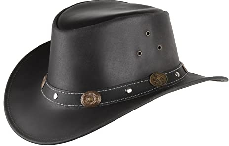 SCIPPIS Elreno Leder Westernhut Echtleder Australienhut Rindsleder Mit Lederband