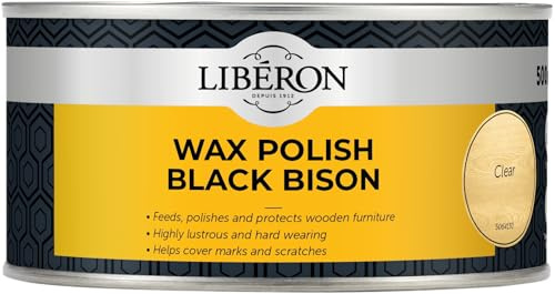 Libéron Wax Polish Black Bison Paste for Wood, Clear, 500ml | With added carnauba wax, Feeds, polishes & protects, Covers marks & scratches, Hard-wearing & lustrous finish