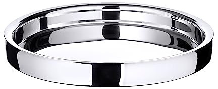 EDZARD Tablett Alaska (ø 32 cm) rund, Edelstahl hochglanzpoliert, Serviertablett, Dekotablett