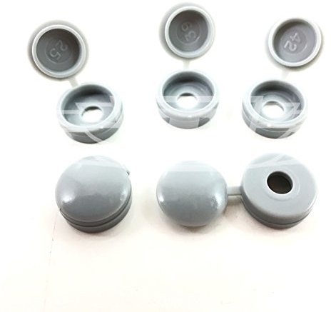 100 x Dove Grey, Small Plastic HINGED Screw Cover CAPS - Select Your Colour & Amount - Free UK DELIVERY