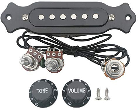 Musical Instrument Parts 6-String Single Coil Guitar Pickup Harness with Volume Tone - Black - Clean Boost - Noiseless Class A All Discreet Line Driver