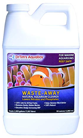 DrTim's Aquatics Reef Waste-Away Sludge Busting Bacteria – For Reef, Nano, Seahorse Aquaria, Fish Tanks, Aquariums – Unclogs, Cleans Gravel Beds, Removes Hidden Wastes – 100% Natural – 64 Oz.