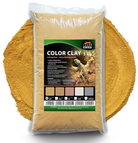 Terra Exotica Lehmpulver 5 kg - verschiende Farben zur Auswahl – Natürlicher Bodengrund für Terrarien | Ideal für Reptilien, Amphibien, Insekten, grabende Tiere | Naturlehm (Gelb, 5 Kg)