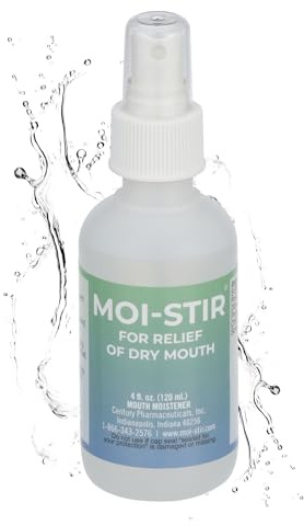 Moi-Stir Oral Moistener Spray for Dry Mouth Relief, Fast Acting Non-Acidic and Alcohol Free Formula That Replenishes Saliva Enzymes, Light Mint Flavor for Long Lasting Freshness, 4 oz Bottle