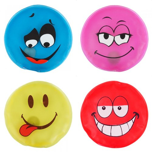 Taschenwärmer 4er Set Handwärmer - 4 tolle Smiley-Motive in einem Set in 4 trendigen Farben mit bis zu 50° Wärme