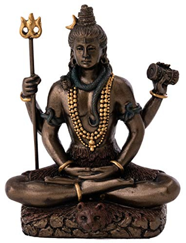 Top Collection Mini Lord Shiva Statue in Lotus Pose - Hindu God and Destroyer of Evil Sculpture in Premium Cold Cast Bronze - 3.2-Inch Collectible Figurine (Sm. Shiva)
