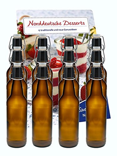 hocz 10x leere Bügelflaschen 500ml zum Befüllen Braun - Flaschen mit Bügelverschluss - 10er Bügel Glasflaschen Set für Bier, Saft, Getränke, Likör, Öl, Saucen - 10 Stück, 500 ml, Braun