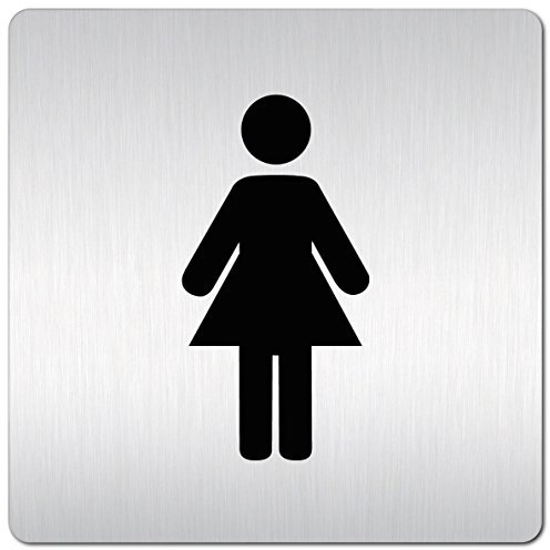 Kinekt3d Leitsysteme - Plaque de porte - Toilette wc pour femmes - XXL - Panneau de porte - Panneau en aluminium épais de 1,5 mm 125 x 125 mm