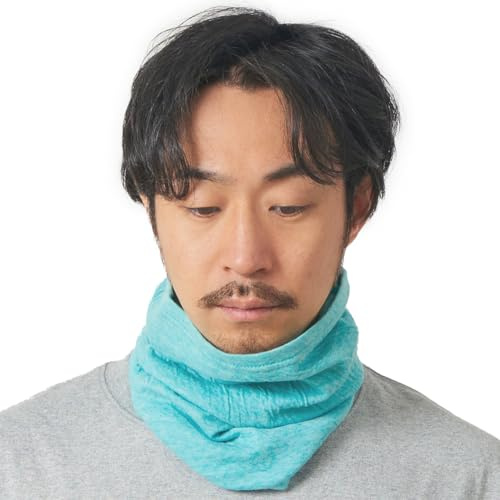 CHARM Cuello Calentador Para Mujer Y Hombre - 2 in 1 Caliente Diadema Bandana & Bufanda Algodon Organico Hecho en Japan Azul