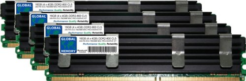 GLOBAL MEMORY 16GB (4 x 4GB) DDR2 800MHz PC2-6400 240-PIN ECC Fully BUFFERED (FBDIMM) Memoria RAM Kit para Mac Pro (PRINCIPIOS DE 2008)