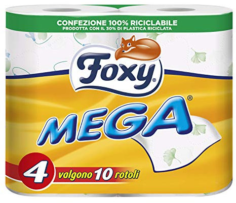 Foxy - Papel higiénico mega – Paquete de 4 rollos