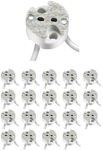 ledscom.de 20 Stück GU5.3/G4 Fassung, Keramik, weiß, 12V AC, max. 25W